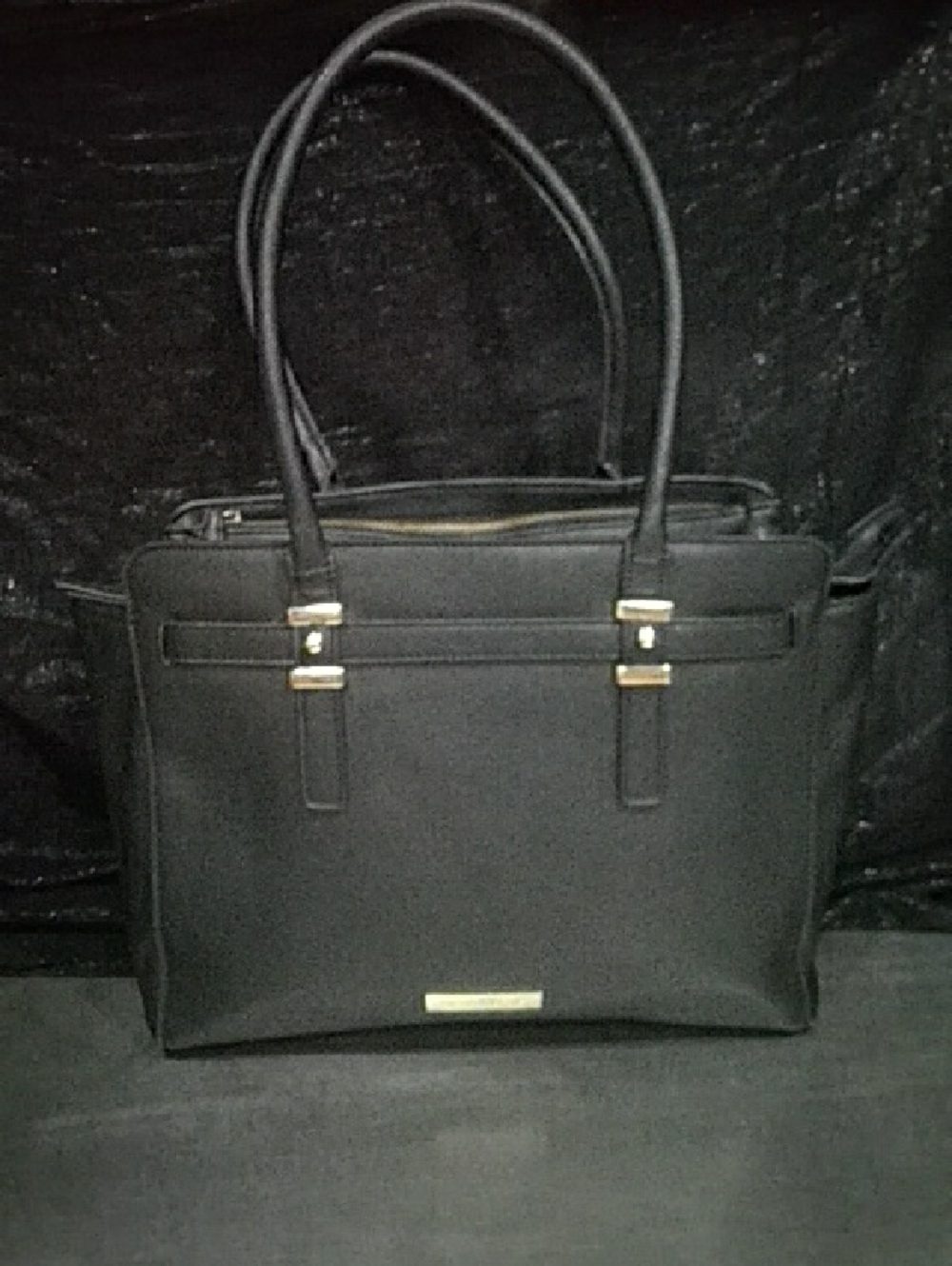 Liz Claiborne Black Tote with Gold-Tone Hardware